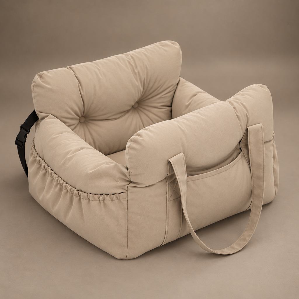 Beige Secure Travel Dog Car Seat