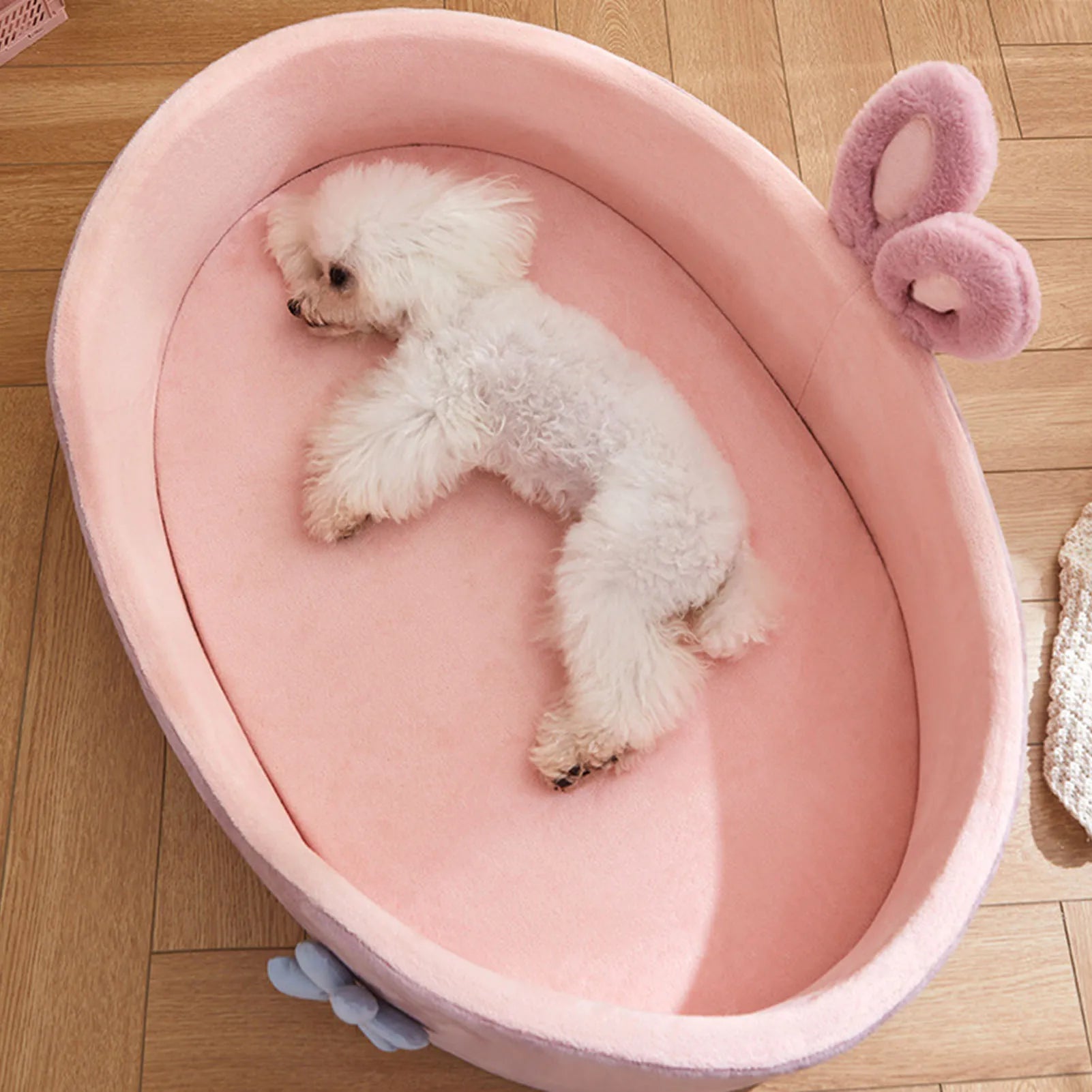 Pink Plush Dog Bed