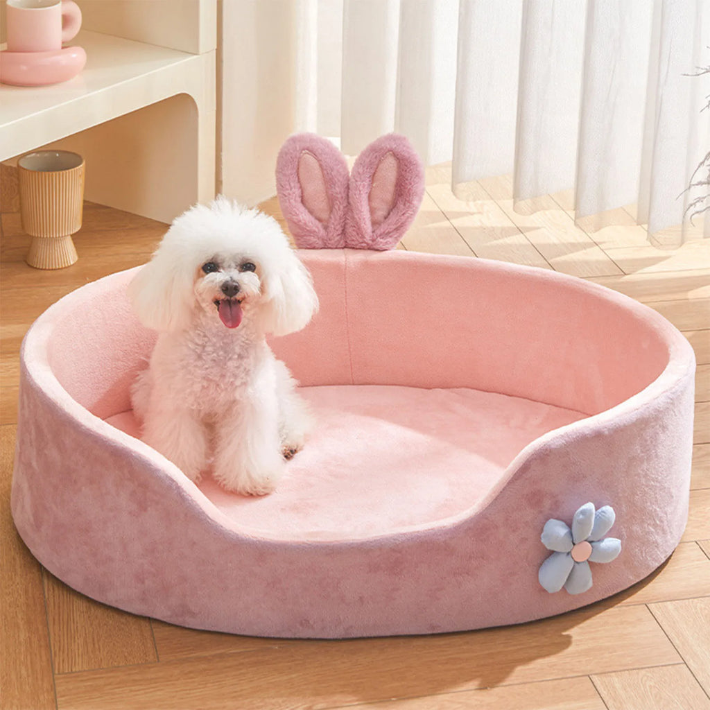 Pink Plush Dog Bed