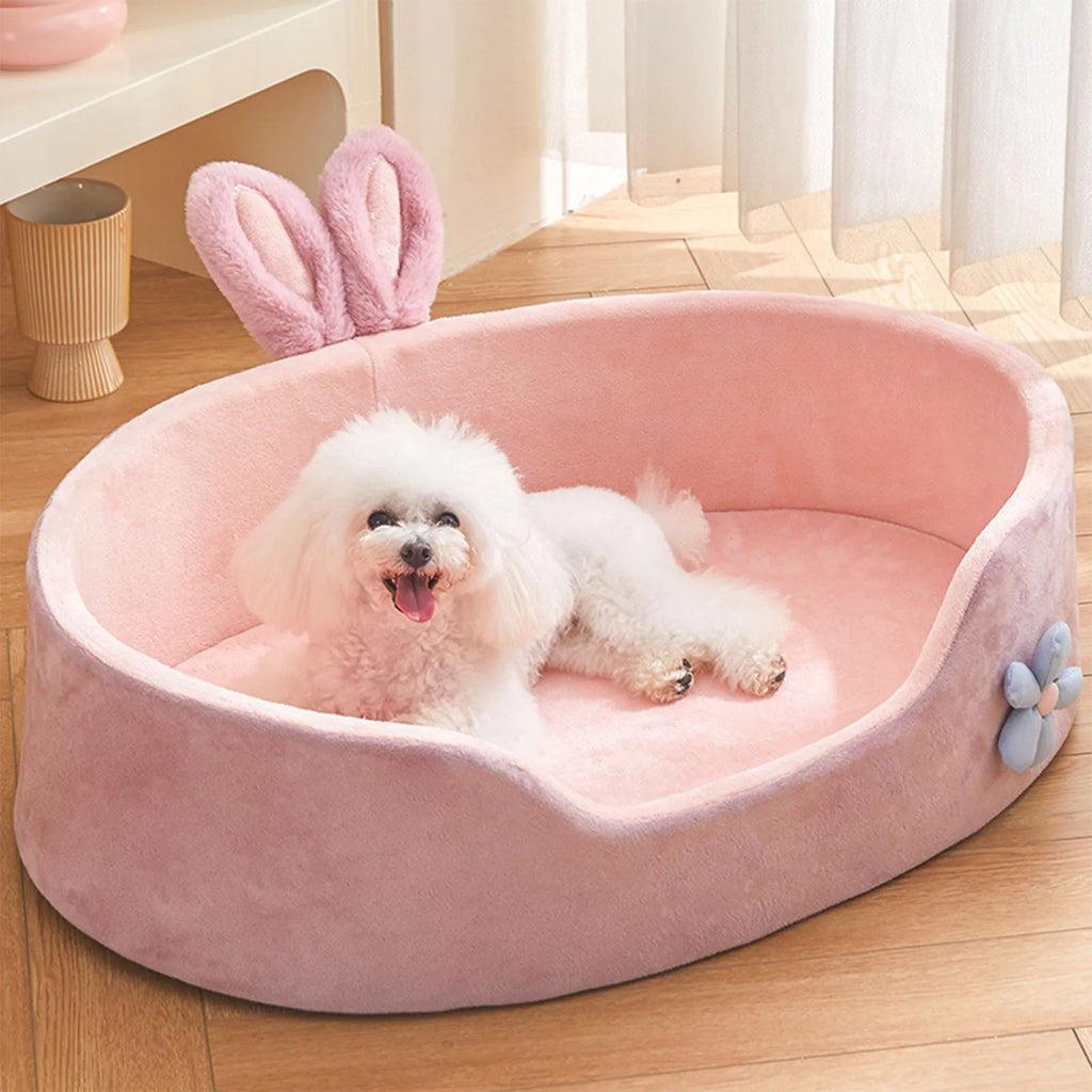 Pink Plush Dog Bed