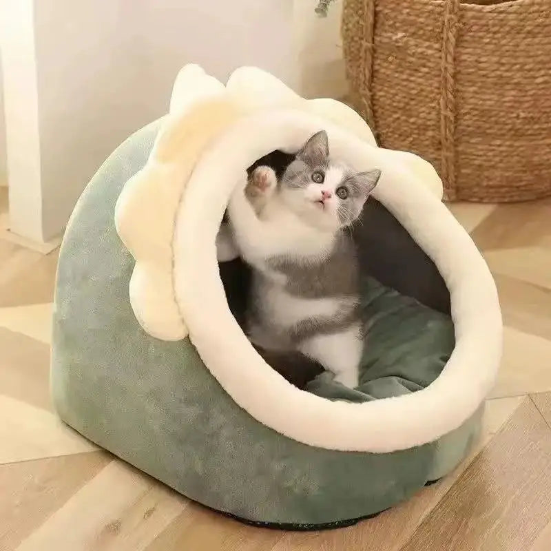 Cosy Cat Cave Bed with Hanging Toy