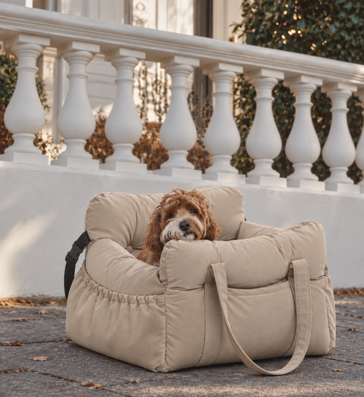 Beige Secure Travel Dog Car Seat