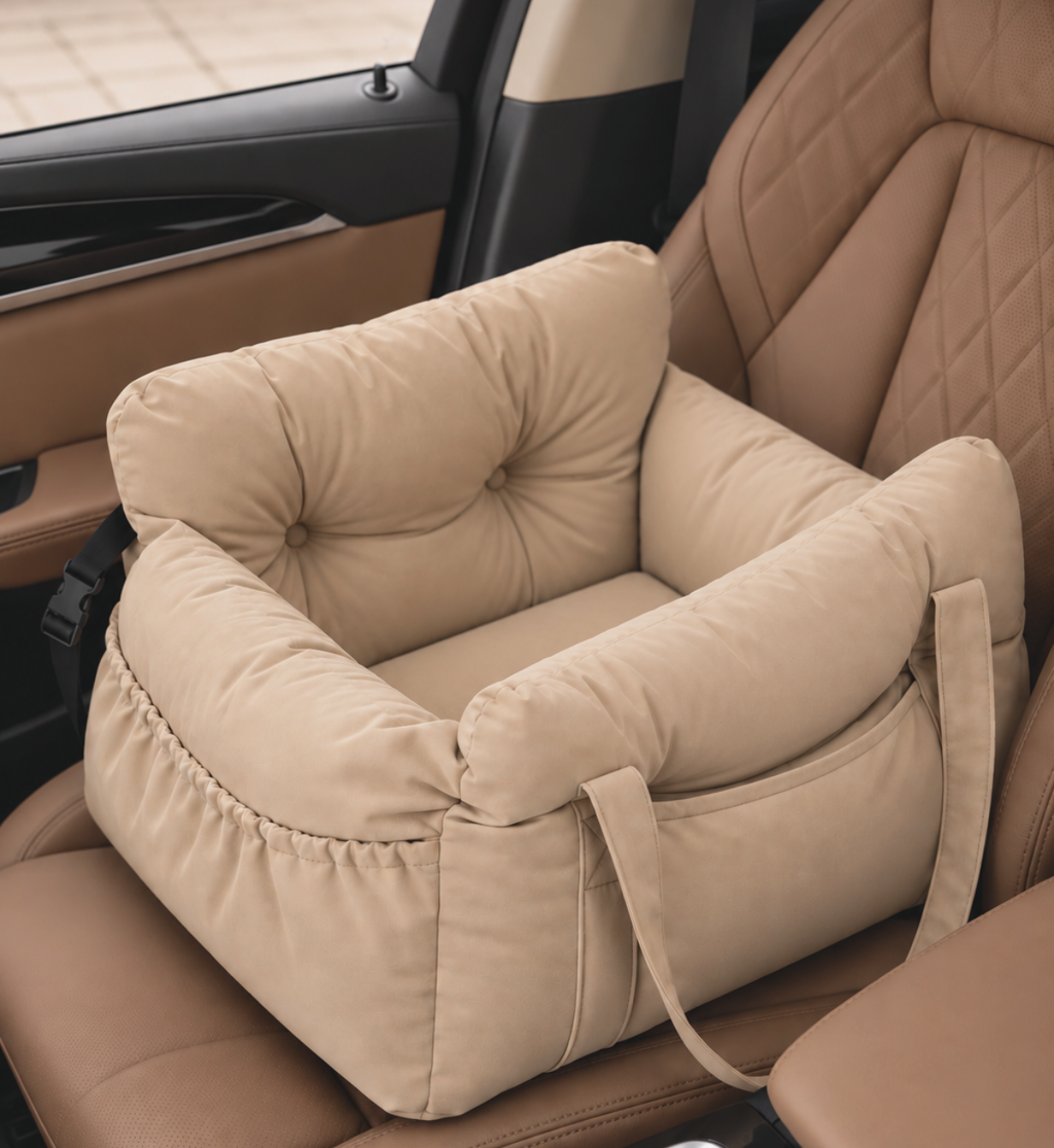 Beige Secure Travel Dog Car Seat